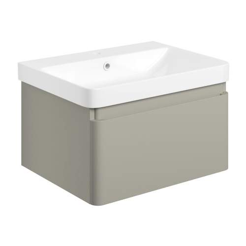 Bluci Elba 600mm Basin Unit and WC Pack - Matt Latte with Black Tap