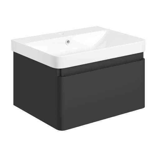 Bluci Elba 600mm Basin Unit and WC Pack - Matt Black with Black Tap