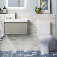 Bluci Elba 600mm Basin Unit and WC Pack - Matt Latte with Chrome Tap