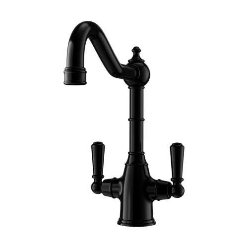 Bidbury & Co Bickton Twin Lever Blackened Brass Monobloc Tap with Metal Handles