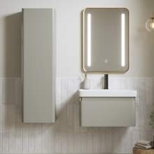 Bluci Elba 600mm Basin Unit & Tall Unit Pack - Matt Latte with Black Tap