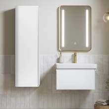 Bluci Elba 600mm Basin Unit and Tall Unit Pack - Matt White with Brushed Brass Tap