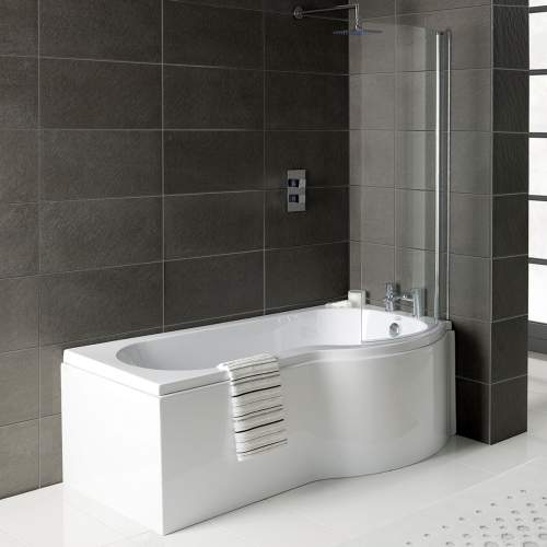 Bluci P-Shape 1700mm Shower Bath Panel and Screen