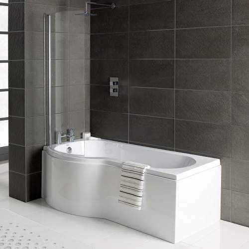 Bluci P-Shape 1700mm Shower Bath Panel and Screen