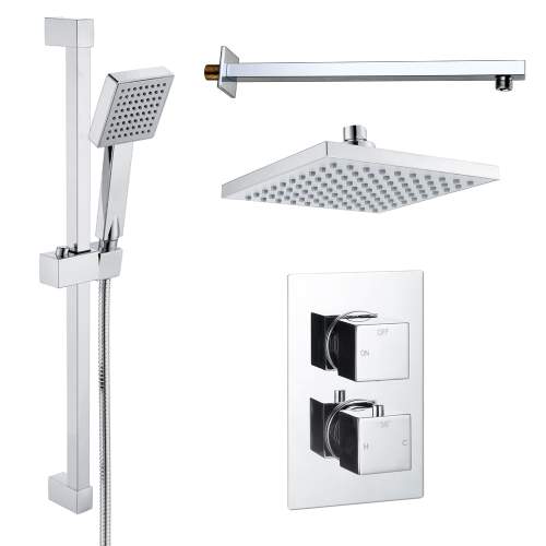 Bluci Square Concealed Valve Head & Arm Shower Pack - Chrome