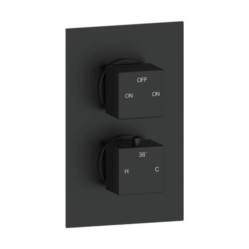 Bluci Square Concealed Valve Head & Arm Shower Pack - Matt Black