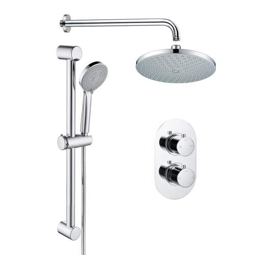 Bluci Round Concealed Valve Head and Arm Shower Pack - Chrome