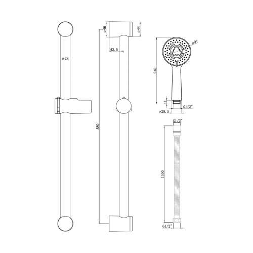 Bluci Round Concealed Valve Head and Arm Shower Pack - Chrome