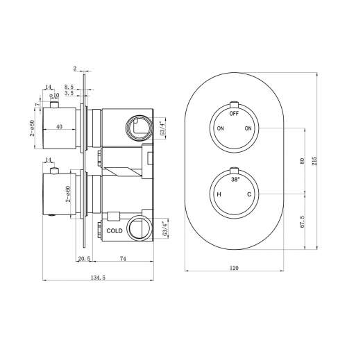 Bluci Round Concealed Valve Head and Arm Shower Pack - Chrome