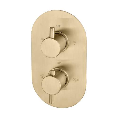 Bluci Round Concealed Valve Head and Arm Shower Pack - Brushed Brass