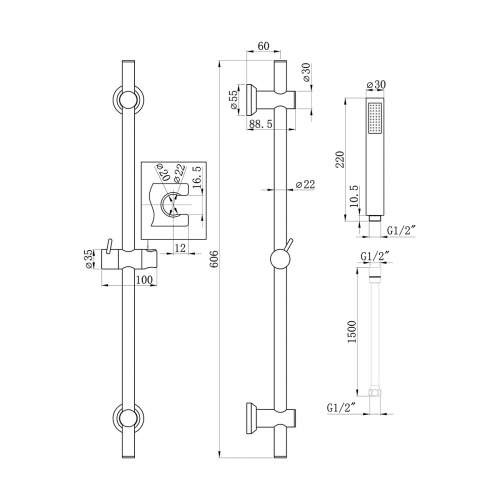 Bluci Round Concealed Valve Head and Arm Shower Pack - Brushed Brass