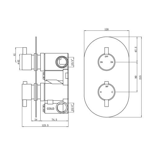 Bluci Round Concealed Valve Head and Arm Shower Pack - Brushed Brass